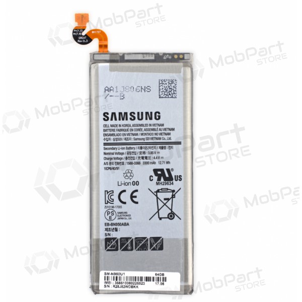 Samsung N950F Galaxy Note 8 batteria / accumulatore (BBN950ABE) (3300mAh) (service pack) (originale) Samsung N950F Galaxy Note 8 batteria / accumulatore (BBN950ABE) (3300mAh) (service pack) (originale)