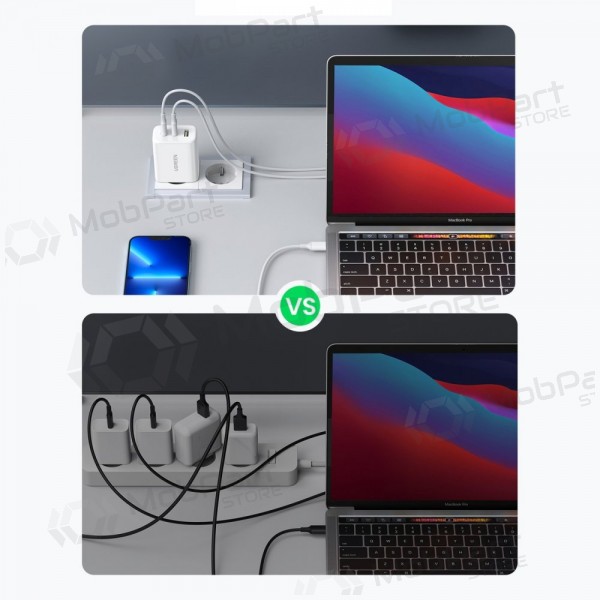 Caricatore buitinis Ugreen CD275 2xUSB-C/USB-A 65W bianca