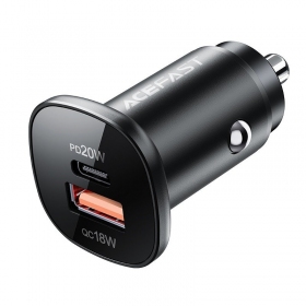 Caricatore automobilinis Acefast B1 Mini 38W USB-C+USB-A nero
