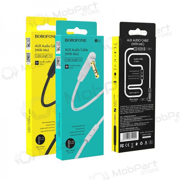 Audio adattatore 3,5mm į 3,5mm Borofone BL5 AUX (grigio) Audio adattatore 3,5mm į 3,5mm Borofone BL5 AUX (grigio)