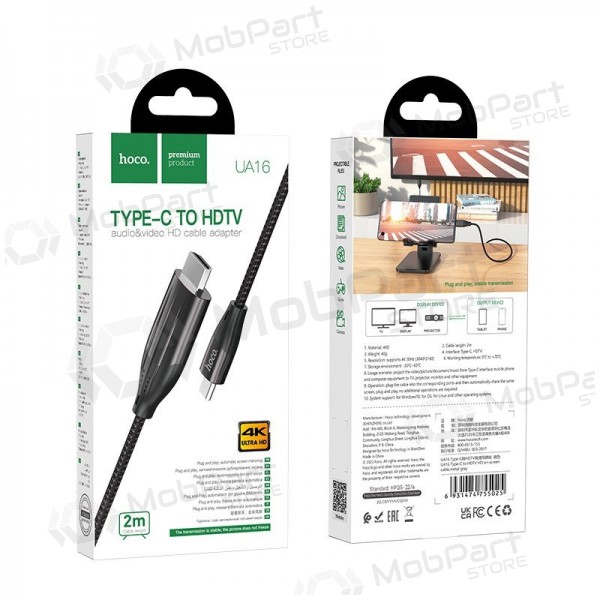Cavo Hoco UA16 Type-C to HDMI 2.0m grigio