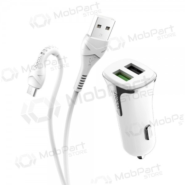 Caricatore automobilinis Hoco Z31 Quick Charge 3.0 (3.4A) x 2 USB + microUSB (bianca)