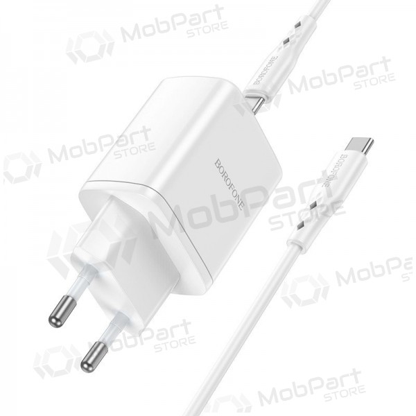 Caricatore buitinis Borofone BN9 2xType-C 35W + Type-C bianca