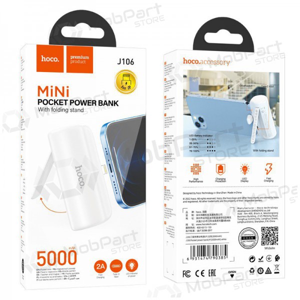 Batteria esterna Power Bank Hoco J106 Lightning 5000mAh bianco Batteria esterna Power Bank Hoco J106 Lightning 5000mAh bianco