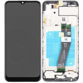 Samsung Galaxy A03s schermo / display (nero) (con una cornice) (originale)