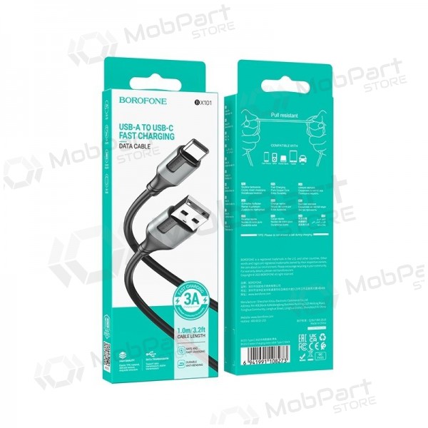 USB cavo Borofone BX101 USB-A to USB-C 1.0m nero