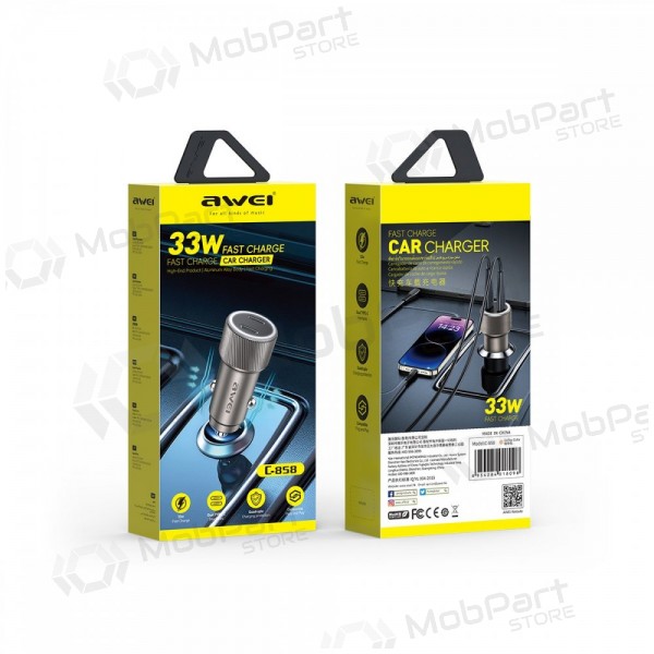 Caricatore per auto Awei C-858 33W 2xUSB-C nero