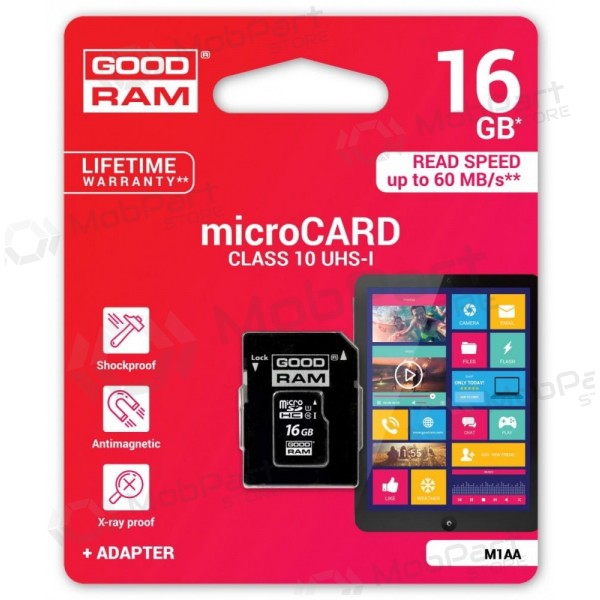 Scheda di memoria GOODRAM MicroSD 16Gb (class 10) + SD adapter