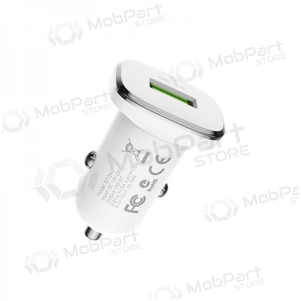 Caricatore automobilinis Borofone BZ12A Quick Charge 3.0 + Type-C (bianca)