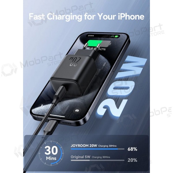Caricatore Joyroom JR-TCF20 USB-C PD20W + USB-C to Lightning cable 1.0m bianca