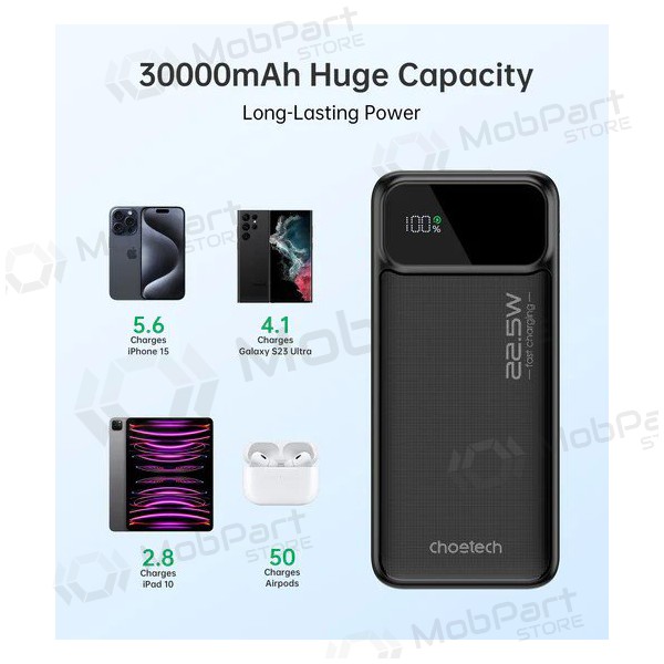 Batteria esterna Power Bank Choetech B730 22.5W 30000mAh nero Batteria esterna Power Bank Choetech B730 22.5W 30000mAh nero