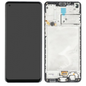 Ekranas Samsung A217F A21s su lietimui jautriu stikliuku e rėmeliu Black originale