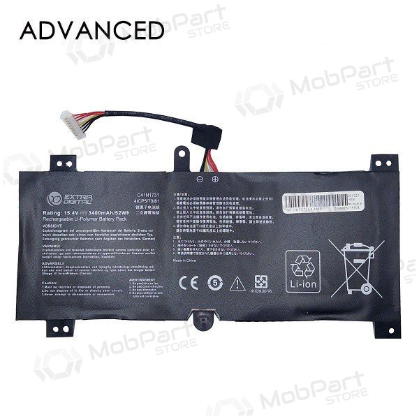 ASUS C41N1731, 3400mAh batteria del computer portatile, Advanced ASUS C41N1731, 3400mAh batteria del computer portatile, Advanced