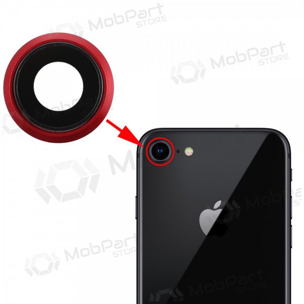 Apple iPhone 8 / SE 2020 / SE 2022 vetro della fotocamera (rosso) (con una cornice) Apple iPhone 8 / SE 2020 / SE 2022 vetro della fotocamera (rosso) (con una cornice)
