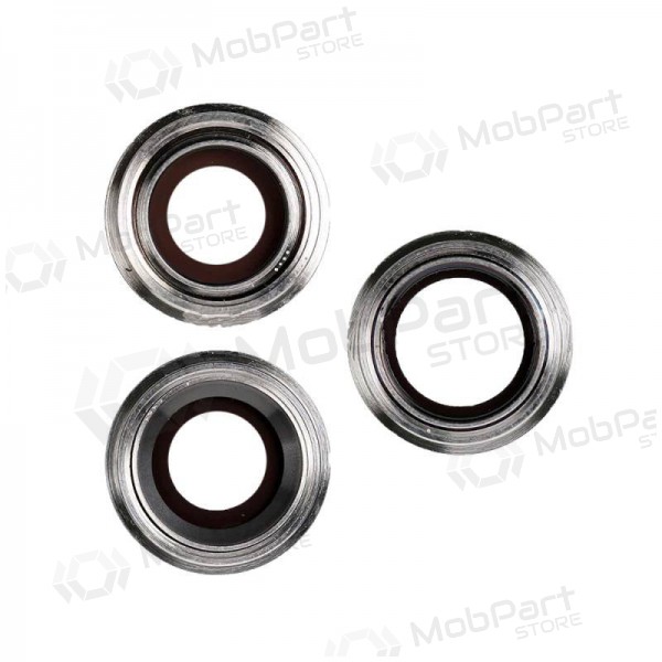 Apple iPhone 11 Pro / 11 Pro Max vetro della fotocamera (3pz) (d'argento) (con una cornice) Apple iPhone 11 Pro / 11 Pro Max vetro della fotocamera (3pz) (d'argento) (con una cornice)