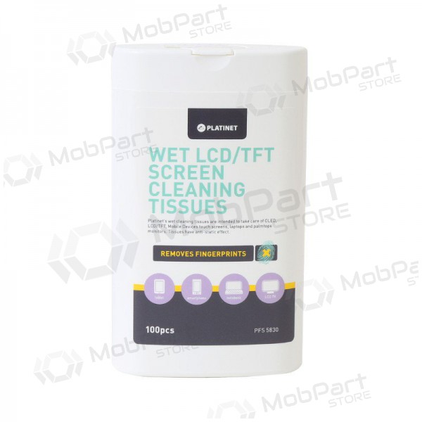 Wet wipes PLATINET for LCD / TFT screens PLATINET 11x9,4cm (100pz)