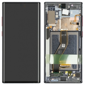Ekranas Samsung N975 Note 10 Plus/N976 Note 10 Plus 5G su lietimui jautriu stikliuku e rėmeliu Black OLED (real size)