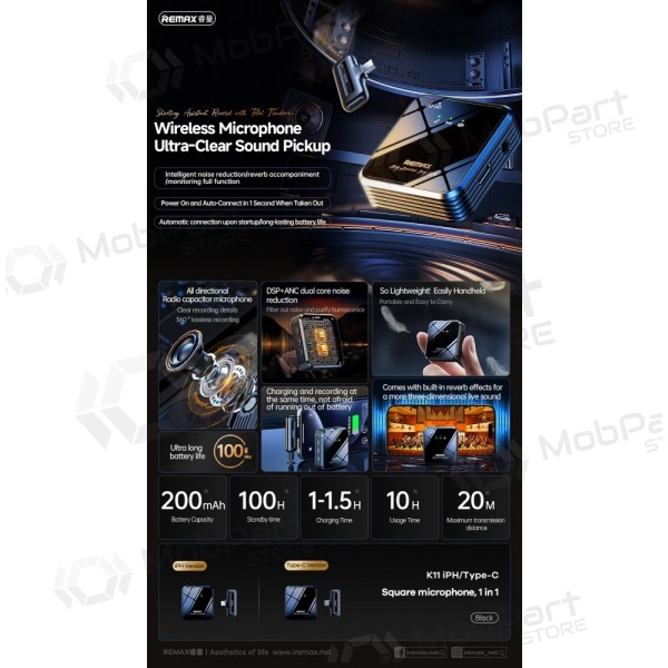 Microfono Remax K11 Lightning nero