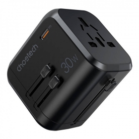 universale kelioninis caricatore Choetech PD5008 30W USB-C/3xUSB-A nero