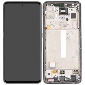 Ekranas Samsung A528 A52S 2021 su lietimui jautriu stikliuku e rėmeliu Awesome Black OLED (real size)