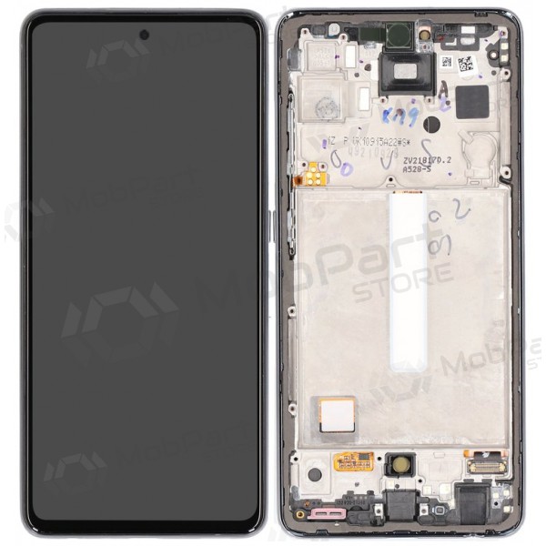 Ekranas Samsung A528 A52S 2021 su lietimui jautriu stikliuku e rėmeliu Awesome Black OLED (real size)