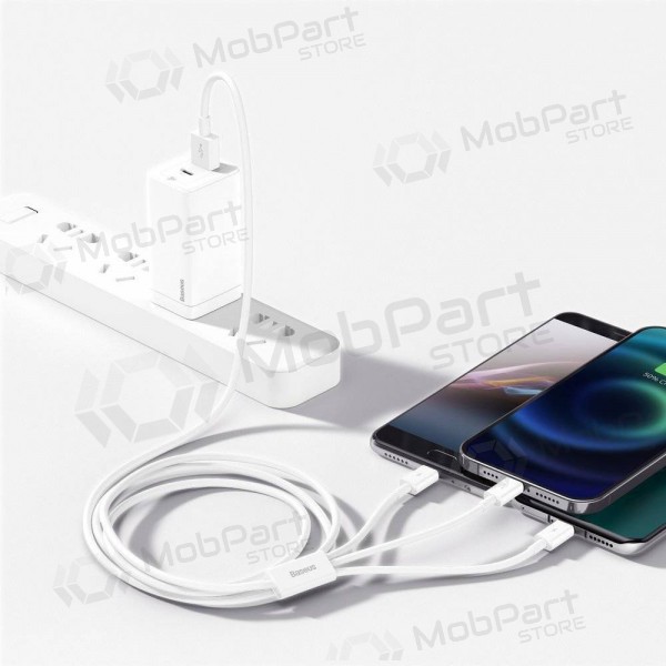 Cavo Baseus Superior USB - microUSB+Lightning+Type-C 3.5A 1.5m (bianca) CAMLTYS-02 Cavo Baseus Superior USB - microUSB+Lightning+Type-C 3.5A 1.5m (bianca) CAMLTYS-02