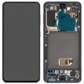 Samsung Galaxy S21 5G schermo / display (grigio) (con una cornice) (originale)