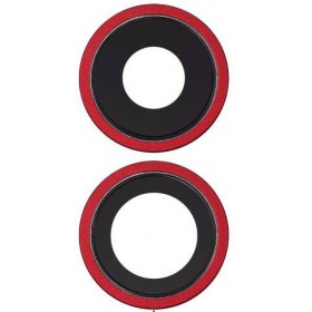Apple iPhone 11 vetro della fotocamera (2pz) (rosso) (con una cornice)