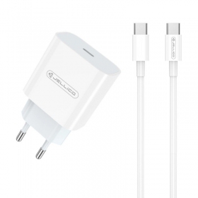 Caricatore Jellico AK180 20W USB-C + USB-C to USB-C cable 1.0m bianca