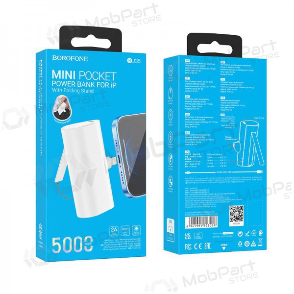 Batteria esterna Power Bank Borofone BJ35 Lightning 5000mAh bianco Batteria esterna Power Bank Borofone BJ35 Lightning 5000mAh bianco
