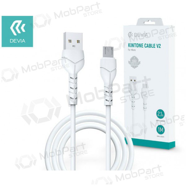 USB cavo Devia Kintone microUSB 1.0m (bianca) 5V 2.1A