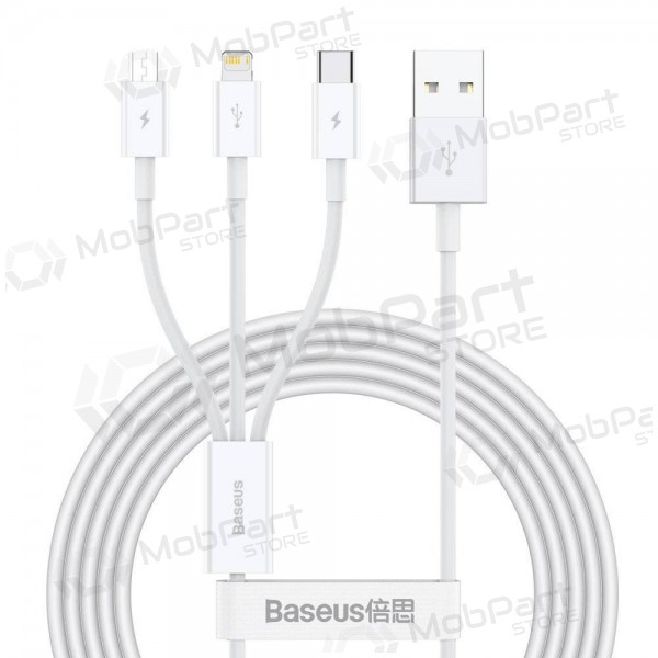 Cavo Baseus Superior USB - microUSB+Lightning+Type-C 3.5A 1.5m (bianca) CAMLTYS-02 Cavo Baseus Superior USB - microUSB+Lightning+Type-C 3.5A 1.5m (bianca) CAMLTYS-02