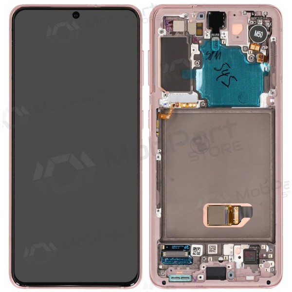 Samsung Galaxy S21 5G schermo / display (rosa) (con una cornice) (originale)
