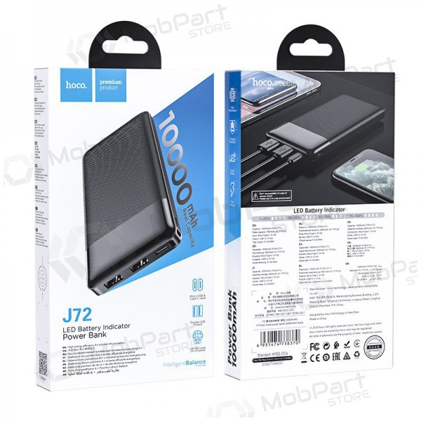 Batteria esterna Power Bank Hoco J72 10000mAh nero Batteria esterna Power Bank Hoco J72 10000mAh nero