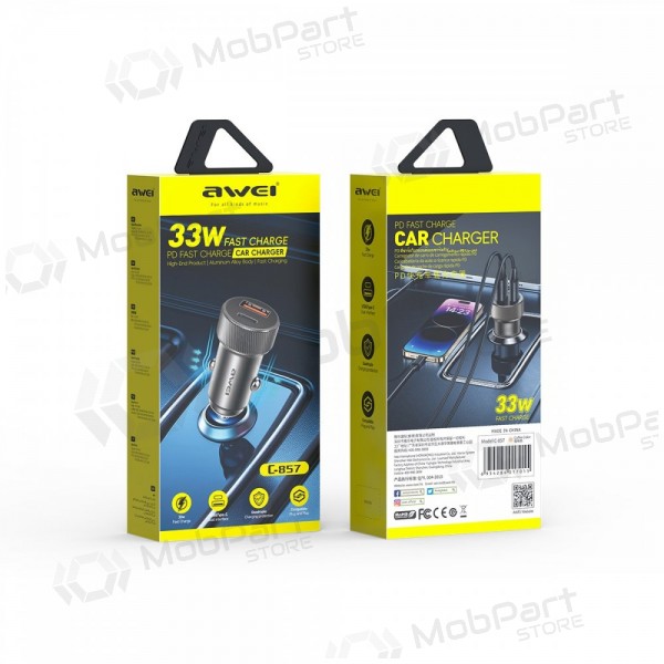 Caricatore per auto Awei C-857 33W USB-C/USB-A nero