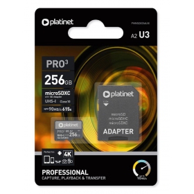 Scheda di memoria Platinet MicroSD 256GB (class10 UHS-III 90MB/S) + SD Adattatore