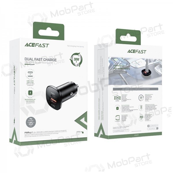 Caricatore automobilinis Acefast B1 Mini 38W USB-C+USB-A nero