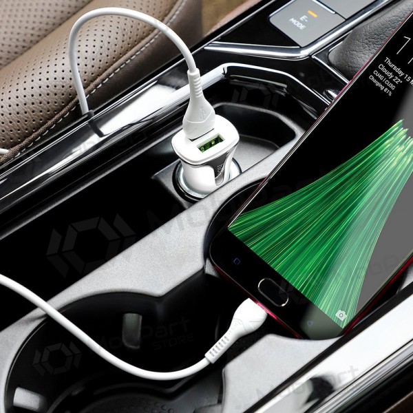 Caricatore automobilinis Hoco Z31 Quick Charge 3.0 (3.4A) x 2 USB + microUSB (bianca)