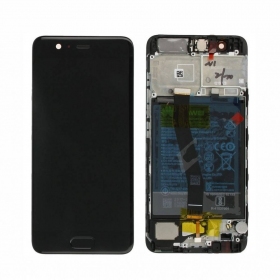 Huawei P10 schermo / display (nero) (con una cornice e batteria) (usato grade B, originale)