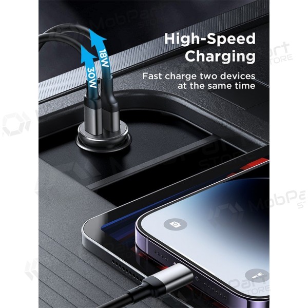 Caricatore automobilinis Joyroom CCN05 USB-C/USB-A 30W nero
