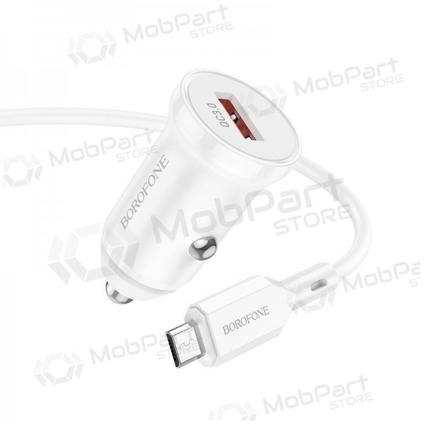 Caricatore automobilinis Borofone BZ18 Quick Charge 3.0 18W + MicroUSB (bianca)