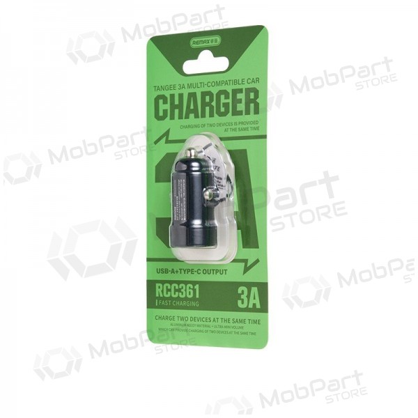 Caricatore per auto Remax RCC361 15W USB-C/USB-A nero
