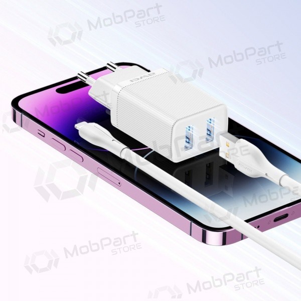 Caricatore Awei C15L-EU 2xUSB-A 10W + USB to Lightning cable bianca