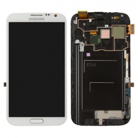 Samsung N7100 Galaxy Note 2 schermo / display (bianca) (con una cornice) (service pack) (originale)