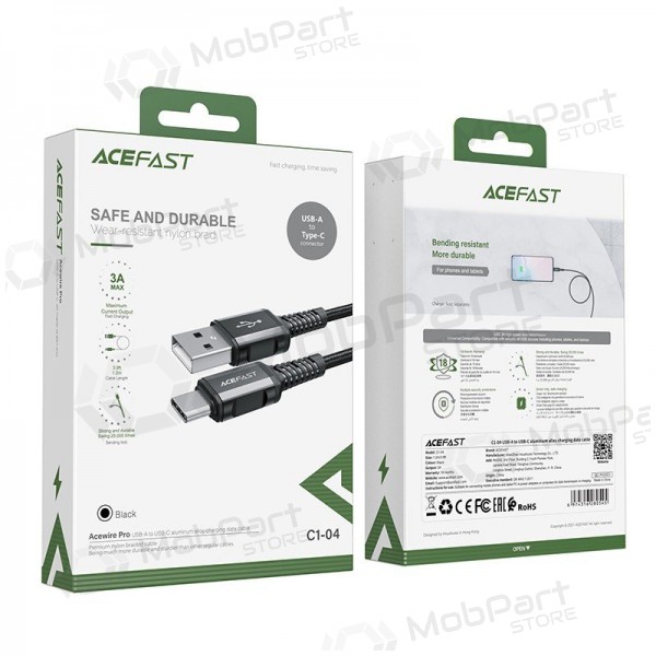 USB cavo Acefast C1-04 USB-A to USB-C 1.2m nero