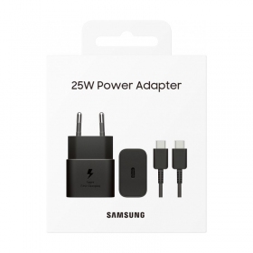 Caricatore originale Samsung EP-T2510XBEGEU 25W + USB-C cavo nel pacchetto nero