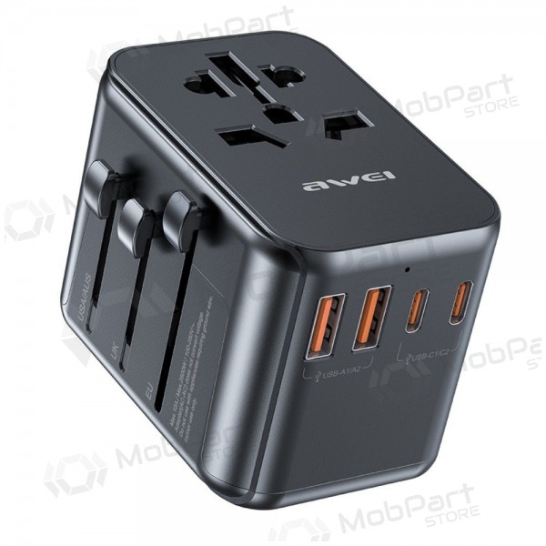 universale kelioninis caricatore Awei C-39 GaN 35W 2xUSB-A/3xUSB-C nero
