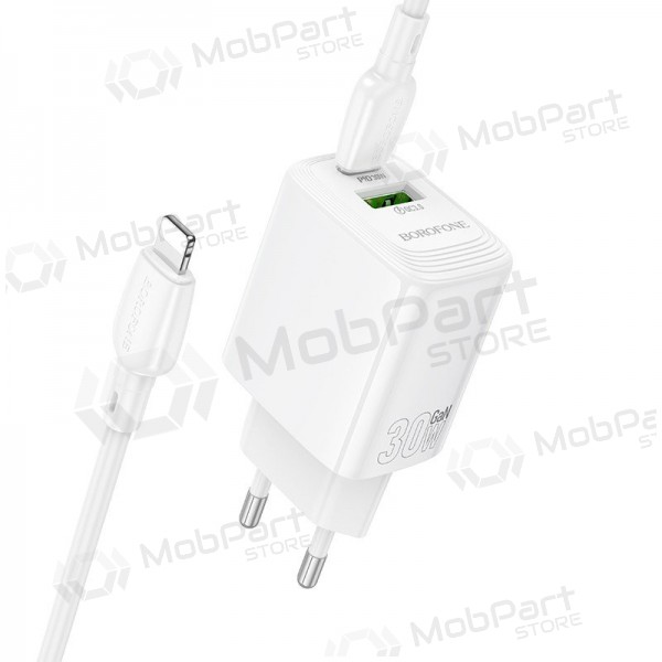 Caricatore Borofone BN29 30W USB-C/USB-A + USB-C to Lightning cable 1.0m bianca