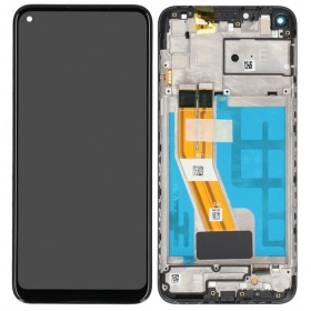 Ekranas Samsung M115 M11 2020 su lietimui jautriu stikliuku e rėmeliu Black originale