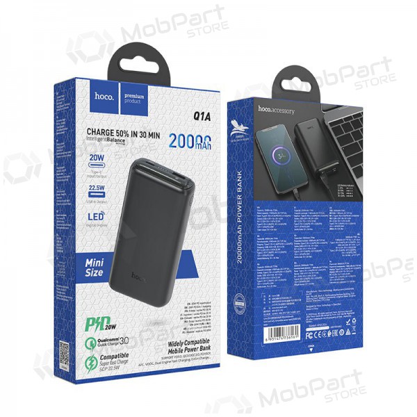 Batteria esterna Power Bank Hoco Q1A Type-C PD 20W+Quick Charge 3.0 (3.0A) 20000mAh nero